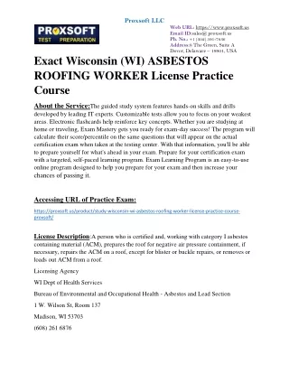 Exact Wisconsin (WI) ASBESTOS ROOFING WORKER License Practice Course