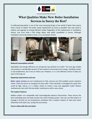 What Qualities Make New Boiler Installation Services in Surrey the Best?