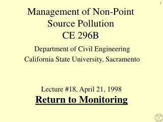 Management of Non-Point Source Pollution CE 296B