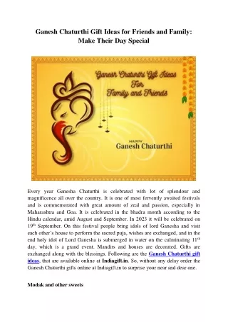 Ganesh Chaturthi Gift Ideas for Friends and Family- Make Their Day Special