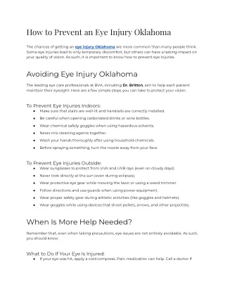How to Prevent an Eye Injury Oklahoma