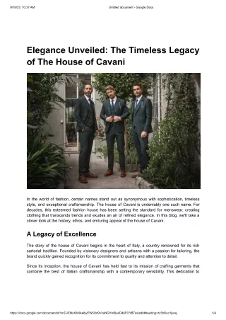 Elegance Unveiled-The Timeless Legacy of The House of Cavani