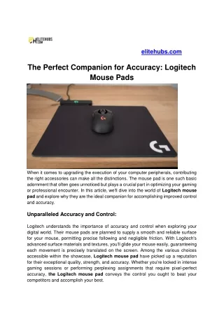 The Perfect Companion for Accuracy: Logitech Mouse Pads