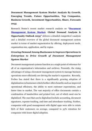 Document Management System Market Business Growth 2035