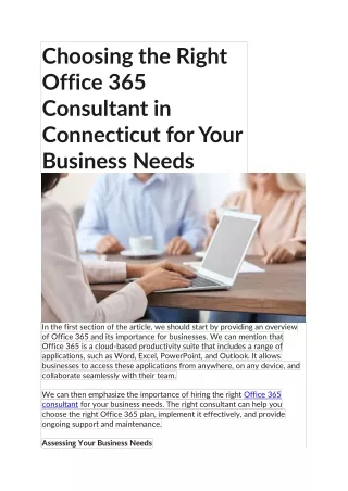 Office 365 Consultant in Connecticut for Your Business Needs