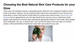 Choosing the Best Natural Skin Care Products for your Glow