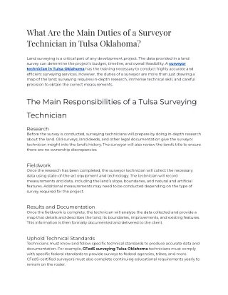 2023 - What Are The Main Duties of a Surveyor Technician in Tulsa Oklahoma