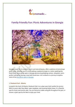 Family Friendly Fun Picnic Adventures in Georgia