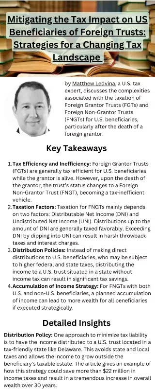 Mitigating the Tax Impact on US Beneficiaries of Foreign Trusts Strategies for a Changing Tax Landscape