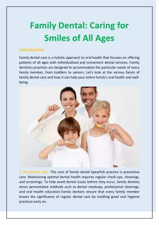 Family Dental: Caring for Smiles of All Ages