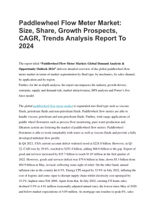 Paddlewheel Flow Meter Market