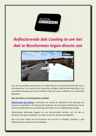 Reflecterende dak Coating to om het dak te Beschermen tegen directe zon