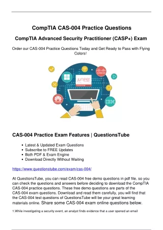 CompTIA CAS-004 Exam Questions - Open Doors to Enhance Career Opportunities