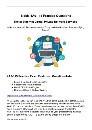 Reliable Nokia 4A0-115 Exam Questions-Open Doors to Enhance Career Opportunities