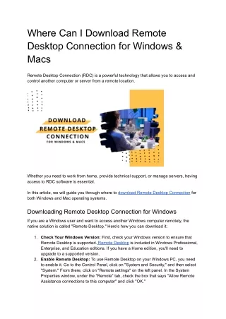 Can I Download Remote Desktop Connection