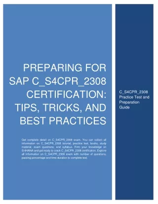 Preparing for SAP C_S4CPR_2308 Certification: Tips, Tricks, and Best Practices