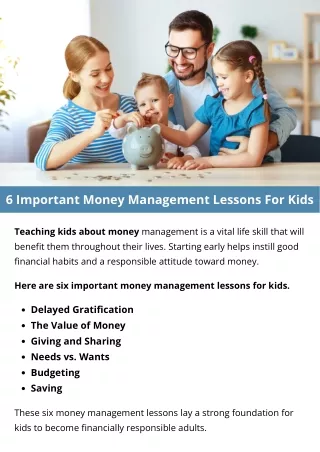 6 Important Money Management Lessons For Kids