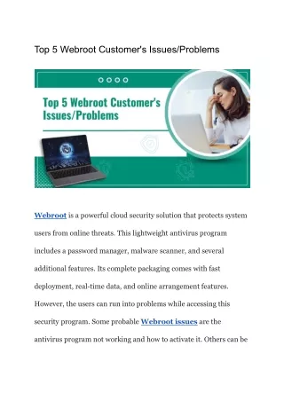 Top 5 Webroot Customer's Issues/Problems