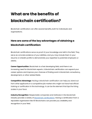 What are the benefits of blockchain certification_