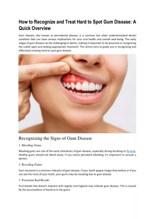 How to Recognize and Treat Hard to Spot Gum Disease: A Quick Overview