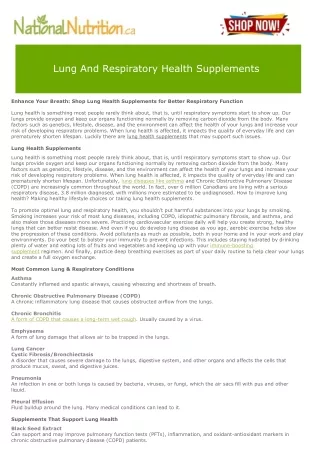 Lung And Respiratory Health Supplements