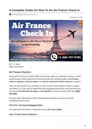 A Complete Guide On How To Do Air France Check In