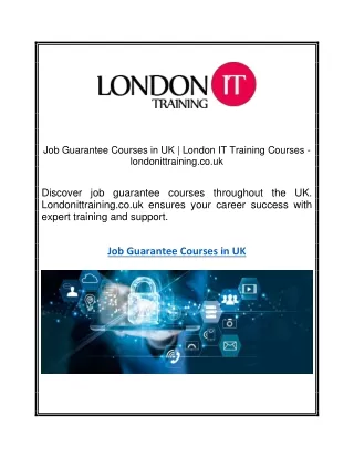 Job Guarantee Courses in UK | London IT Training Courses - londonittraining.co.u