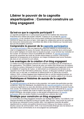 Libérer le pouvoir de la cagnotte aisparticipative : Comment construire un blog