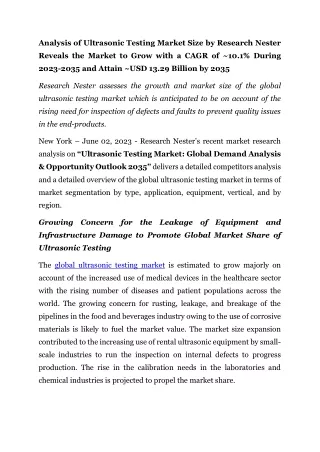 Ultrasonic Testing Market