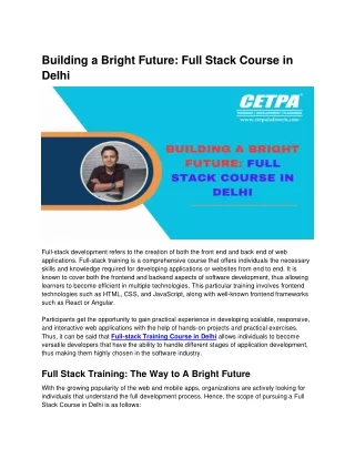 Building a Bright Future_ Full Stack Course in Delhi