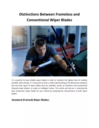 Distinctions Between Frameless and Conventional Wiper Blades - Leicester Motor Spares