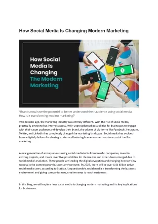 How Social Media Is Changing Modern Marketing