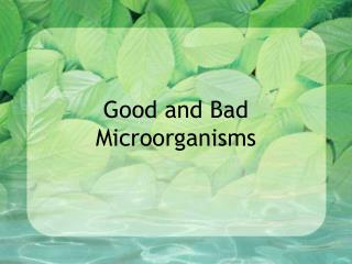 Good and Bad Microorganisms