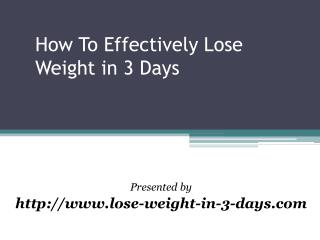 how to lose weight in 3 days successfully