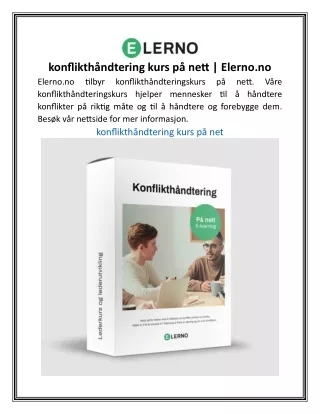 konflikthåndtering kurs på nett | Elerno.no