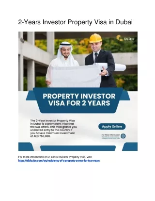 2-Years Investor Property Visa in Dubai