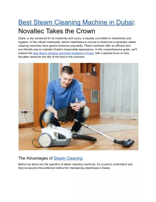 Best Steam Cleaning Machine in Dubai - Novaltec Takes the Crown