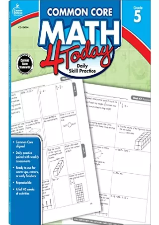 READ [PDF] Carson Dellosa | Common Core Math 4 Today Workbook | 5th Grade, 96pgs (Common