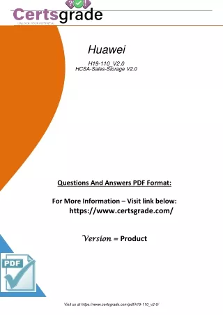 H19-110_V2.0 Huawei HCSA-Presales-Storage Study Guide Exam Pdf Dumps Q and A