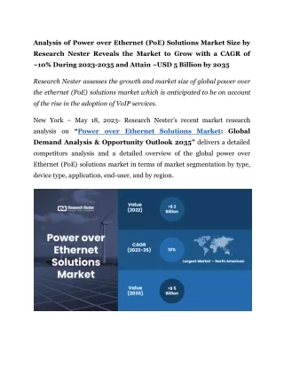 Power over Ethernet (PoE) Solutions Market