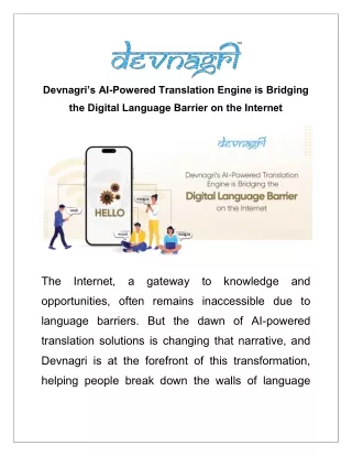 Devnagri’s AI-Powered Translation Engine is Bridging the Digital Language Barrie