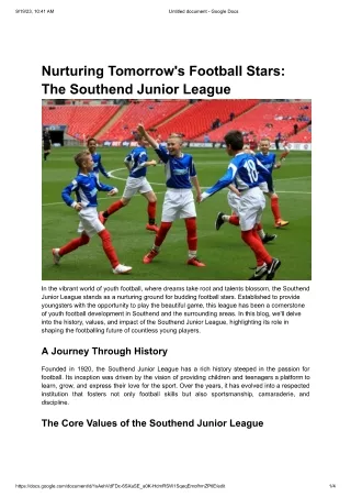 Nurturing Tomorrow’s Football Stars-The Southend Junior League