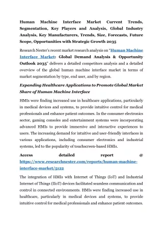 Human Machine Interface Market Key Manufacturers, Trends 2035