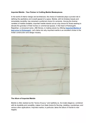 Imported Marble : Your Partner in Crafting Marble Masterpieces