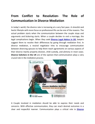 From Conflict to Resolution- The Role of Communication in Divorce Mediation