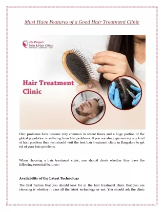 Must Have Features of a Good Hair Treatment Clinic