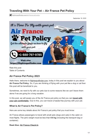 Traveling With Your Pet  Air France Pet Policy
