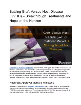 Graft-Versus-Host Disease (GvHD) Treatment Market_ A Moving Target For Therapies