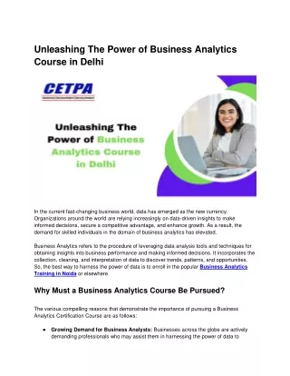 Unleashing The Power of Business Analytics Course in Delhi