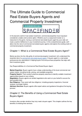 The Ultimate Guide to Commercial Real Estate Buyers Agents and Commercial Property Investment